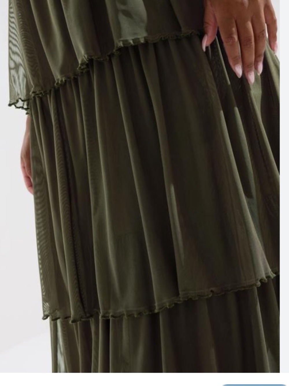 New Background Olive Green Ruffle Midi Dress Size M Summer Vacation Ptp 19”